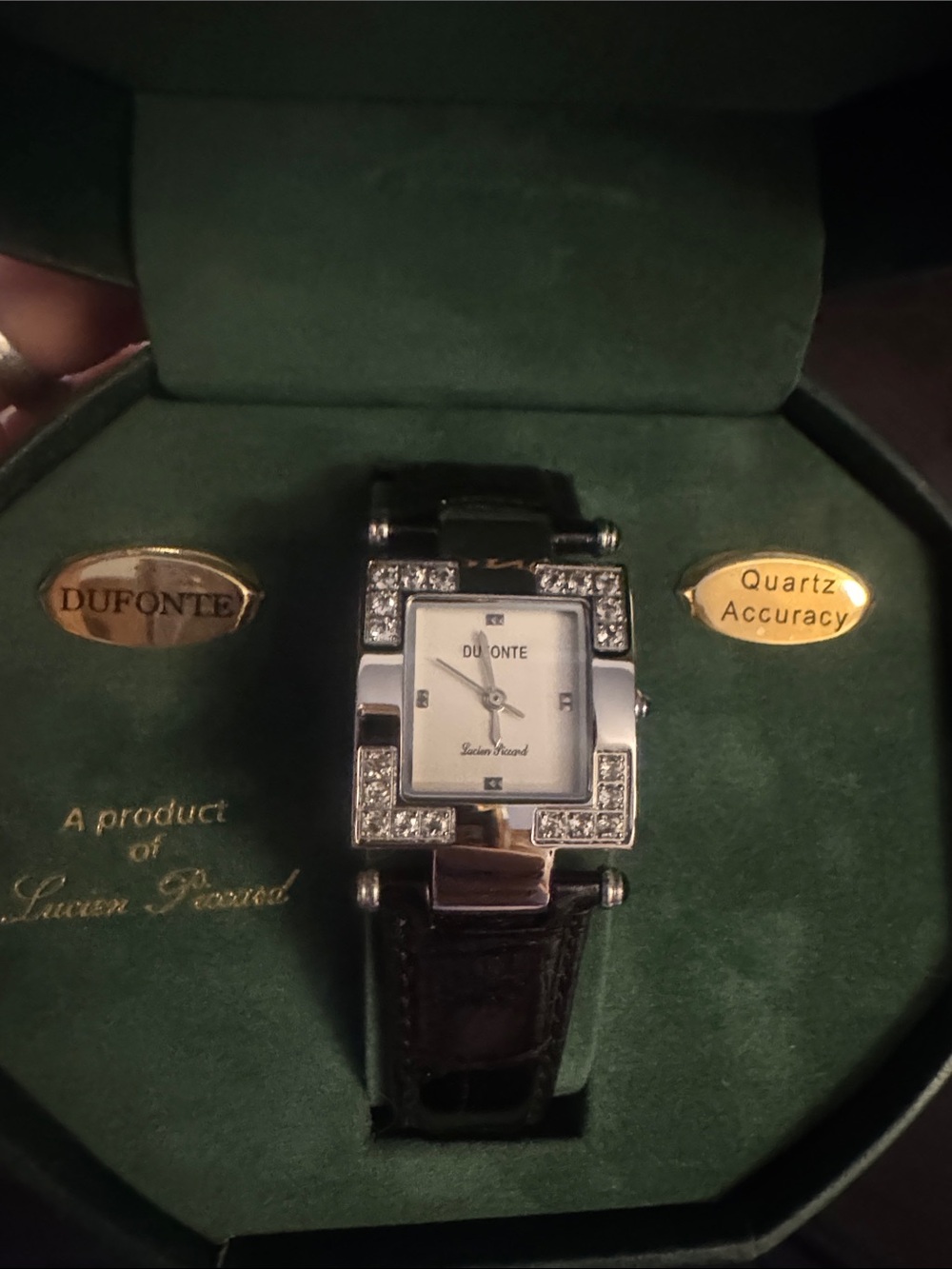 Dufonte Silver Crystal Accent Women's Watch in Black in box